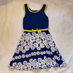 lilt Navy Dress with Yellow Trim and White Daisy Print